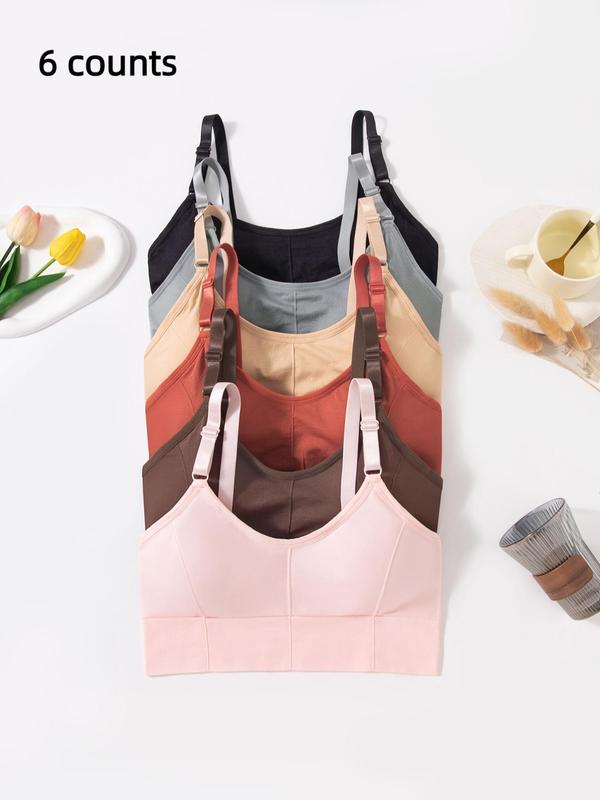 Women's Plain Adjustable Strap Wireless Bra, Breathable Detachable Chest Pad Lingerie Top for Daily Wear, Underwear for Women, Softness Lingerie for All Seasons, Active Wear Bras for Women, Lingerie for Women