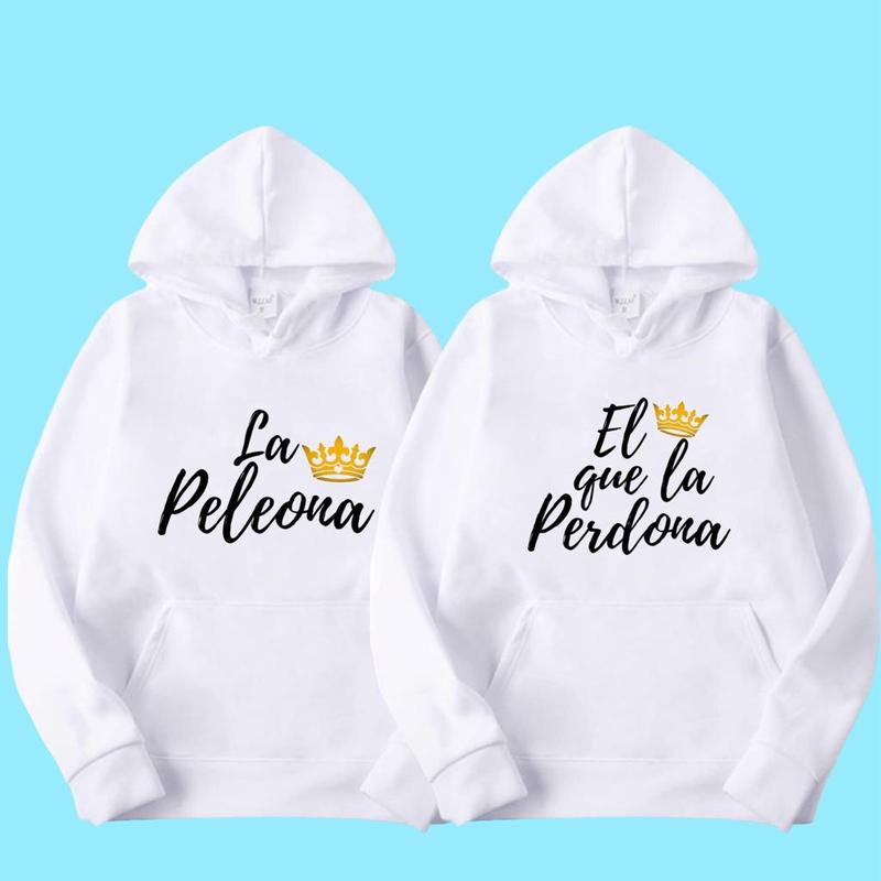 Stylish Athletic King and Queen Hoodies in Polyester Material for Home or Outdoors Clothing Matching
