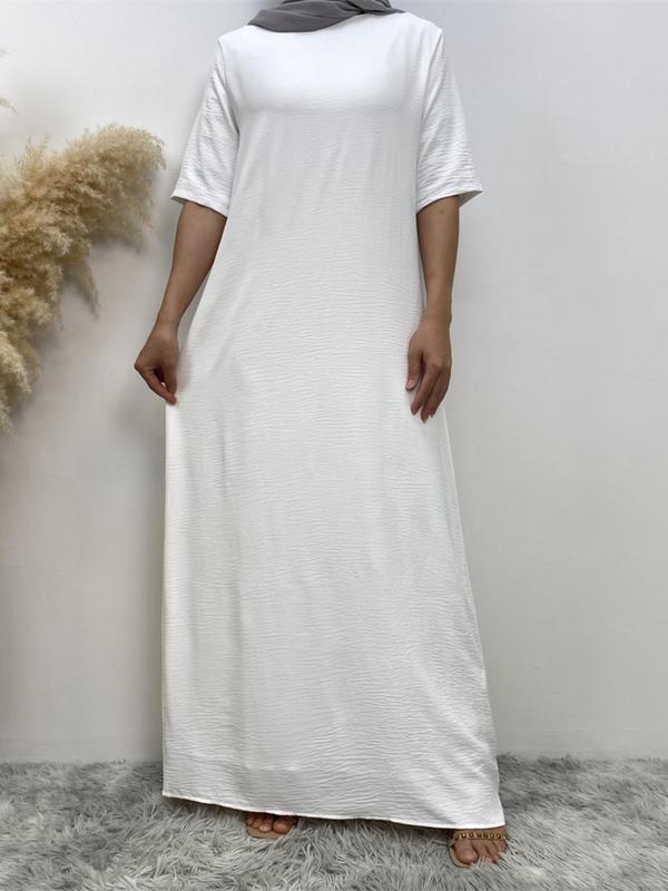 Women's Solid Round Neck Half Sleeve Sleep Dress, Casual Comfy Crew Neck Loose Sleep Dress for All Seasons, Soft Comfy Sleepwear for Women, Women Loungewear