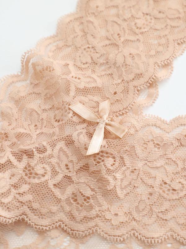 Women's Solid Color Bow Decor Lace Thong, Casual Comfy Breathable Panty for Daily Wear, Women's Underwear for All Seasons