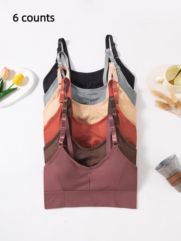 Women's Plain Adjustable Strap Wireless Bra, Breathable Detachable Chest Pad Lingerie Top for Daily Wear, Underwear for Women, Softness Lingerie for All Seasons, Active Wear Bras for Women, Lingerie for Women