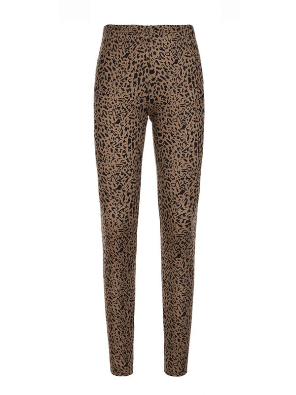 Women's Leopard Print Skinny Leggings, Casual Comfy High Waist Leggings for Daily Wear, Ladies Bottoms for All Seasons