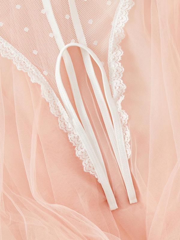 Women's Bow Front Contrast Lace Sheer Sexy Lingerie, Romantic Adjustable Strap Bodysuit Lingerie for All Seasons, Fashion Comfy Ladies One-piece Wear for Daily Wear