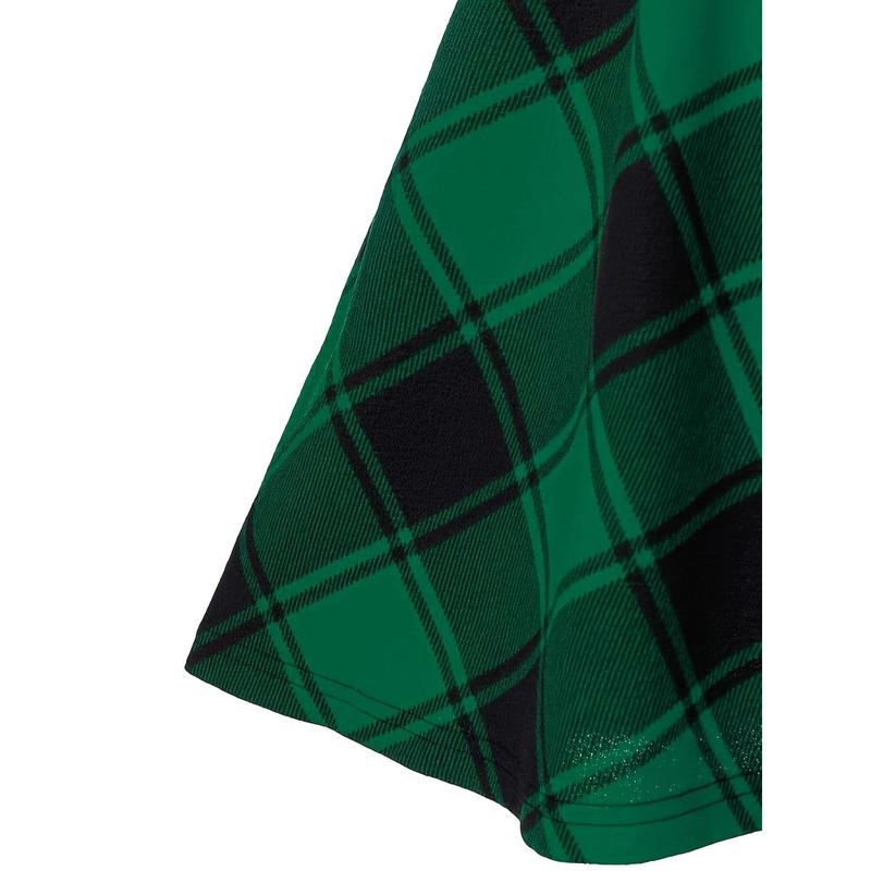 Plaid Lace-Up High-Waisted Swing Mini Skirt for Women