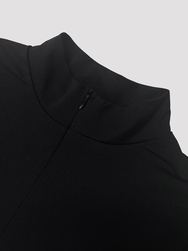 Women's Solid Zip Up V Neck Jumpsuit, Casual Comfy Long Sleeve Jumpsuit for Daily Wear, Ladies Clothes for All Seasons