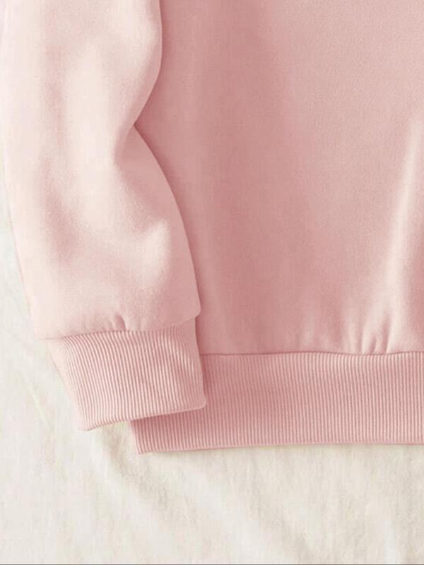 Women's Letter Print Drop Shoulder Sweatshirt, Casual Long Sleeve Round Neck Pullover for Fall & Winter, Women's Clothes for Daily Wear