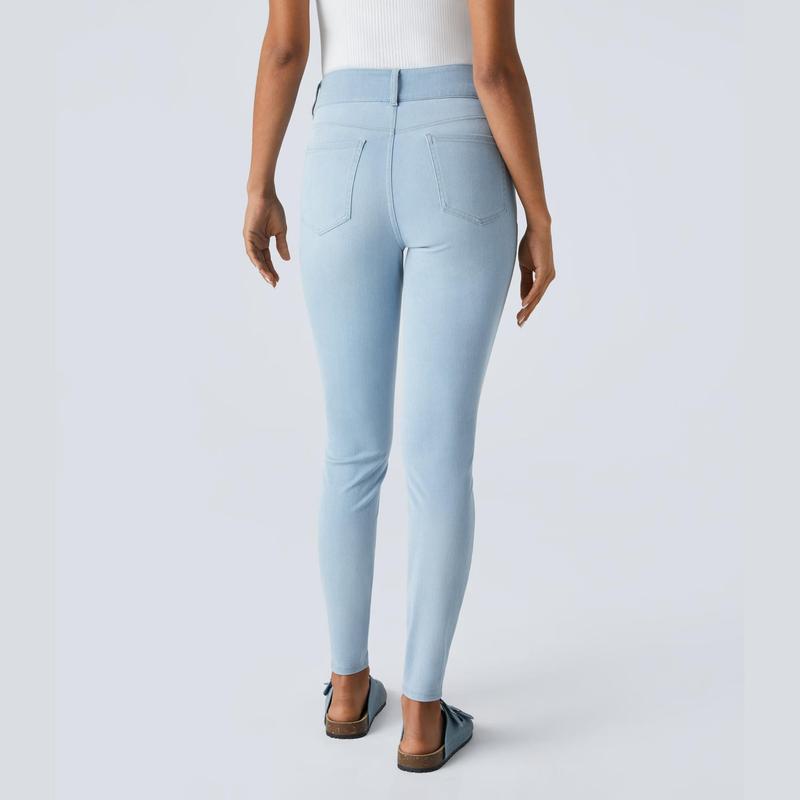 Halara HalaraMagic™ High Waisted Button Zipper Multiple Pockets Stretchy Knit Casual Skinny Jeans