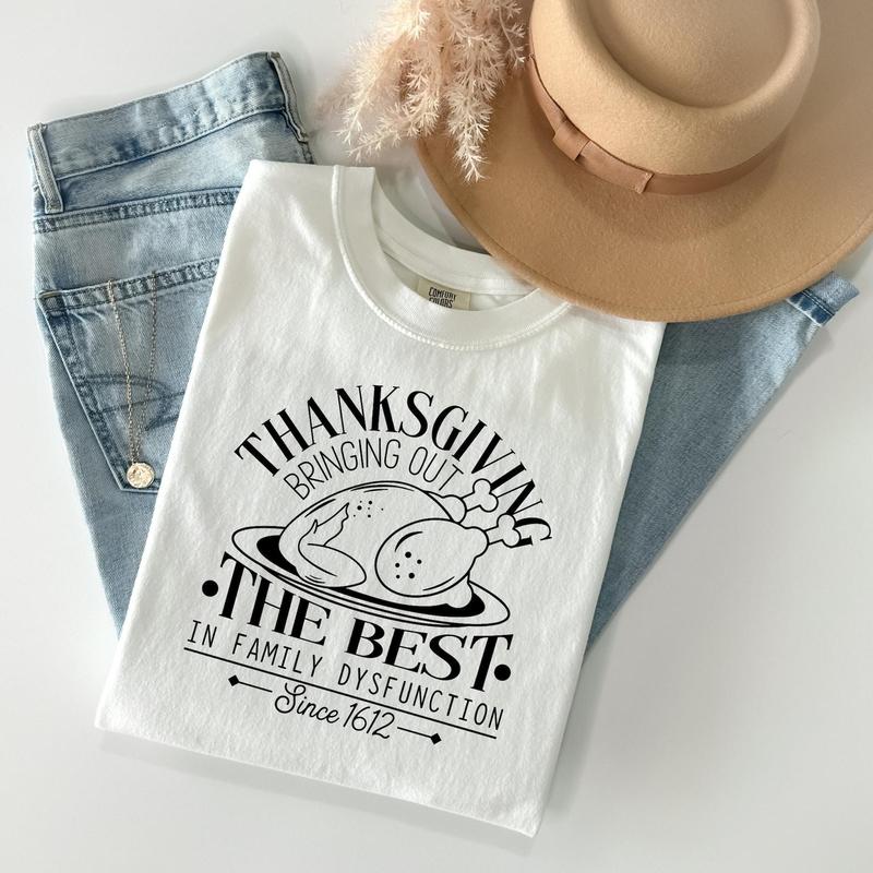 Comfort Colors Family Thanksgiving Sweatshirt - Sarcastic 2024 Family Dysfunction Shirt - Clothing, Womenswear