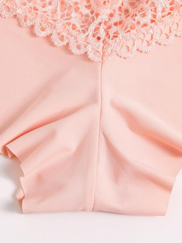 Women's Contrast Lace Scallop Trim Boyshorts, Soft Comfy Breathable Panty for Daily Wear, Underwear for All Seasons