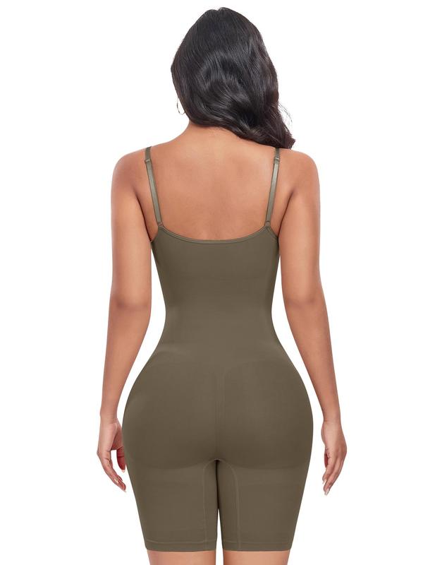 Women's Solid Backless Adjustable Strap Shapewear Romper, High Stretch Seamless Tummy Control Shaper, Ladies Shapewear for All Seasons