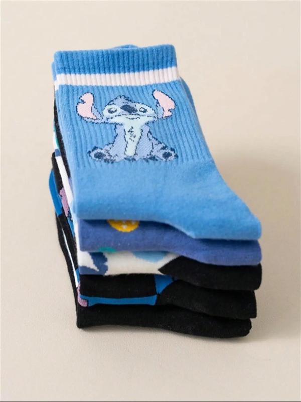 Women's Cartoon Print Crew Socks, Casual Moisture Wicking Socks, Soft Comfy Breathable Socks for All Seasons Daily Wear