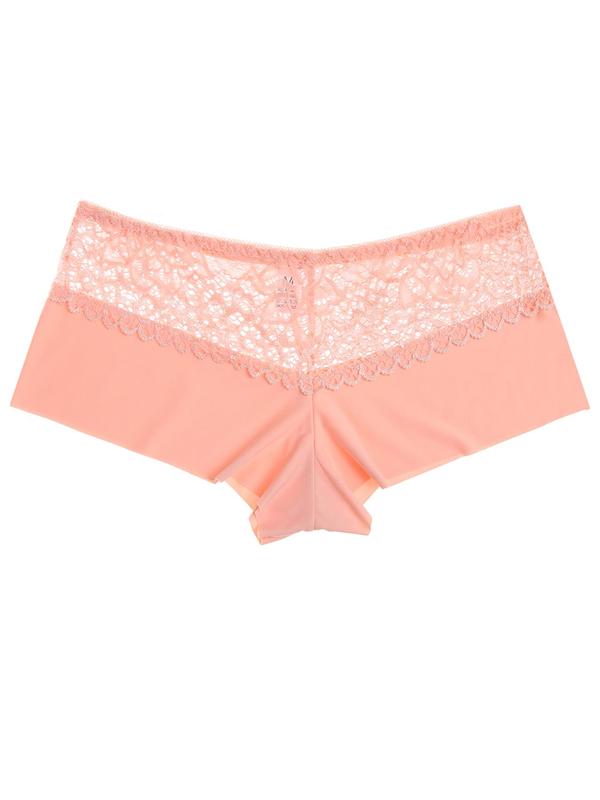 Women's Contrast Lace Scallop Trim Boyshorts, Soft Comfy Breathable Panty for Daily Wear, Underwear for All Seasons