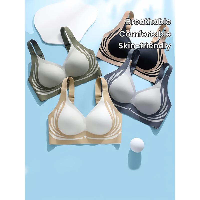 4-Piece Anti-Gravity Lifting Breast Holding Light Luxury Nubra Skin Breathable Comfortable No Scar Gathered Wireless Underwear