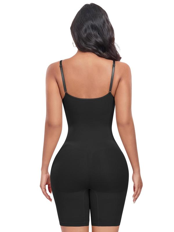 Women's Solid Backless Adjustable Strap Shapewear Romper, High Stretch Seamless Tummy Control Shaper, Ladies Shapewear for All Seasons
