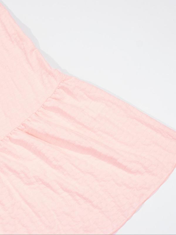  Solid Textured Ruffle Trim Cami Nightdress, Casual Soft Comfortable Spaghetti Strap Nightgown for Women, Women's Sleepwear for All Seasons