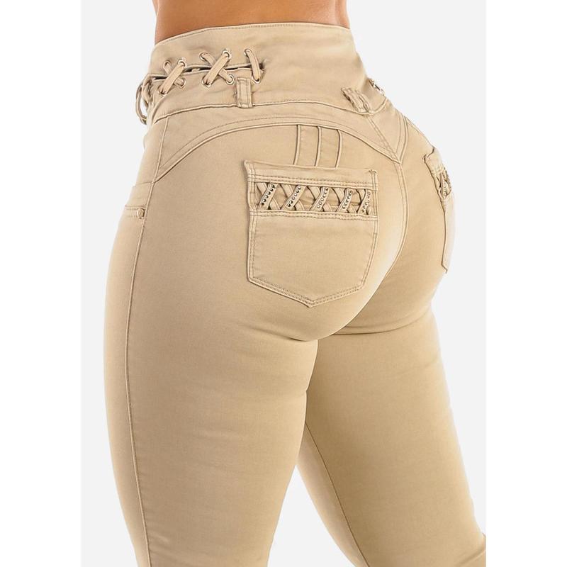 Butt Lift High Waist Khaki Skinny Jeans