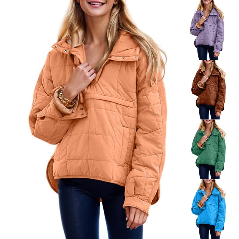 Yeokou Women's Oversized Hooded Windbreaker Quilted Lightweight Winter Warm Pullover Padded Hooded Jacket