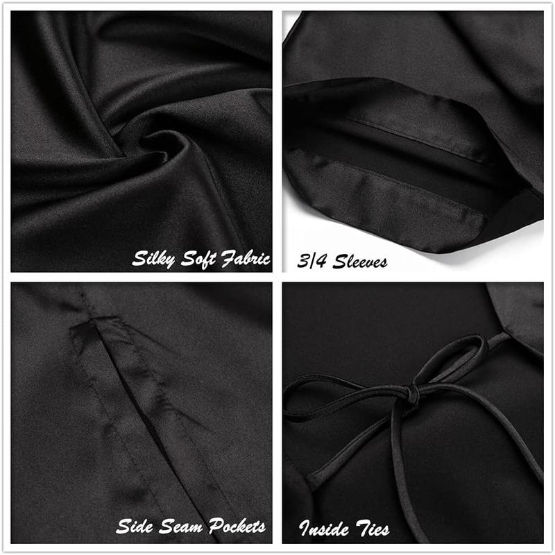 Women's Pure Short Silky Robes Bridesmaid Bride Party Satin Robes Sleepwear Elegant Womenswear Everyday Gowns
