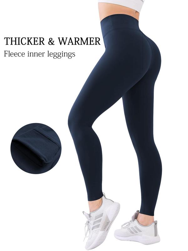 Women's Solid High Waist Thermal Lined Leggings, Fall Outfits, Fallfreshness Casual Comfy Warm Skinny Pants for Fall & Winter, Women's Bottoms for Daily Wear