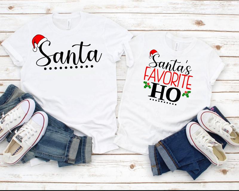 Santa and Santa's Favorite Ho Bundle, Funny Christmas, Matching Couple Christmas Shirt Cutting File or Sublimation