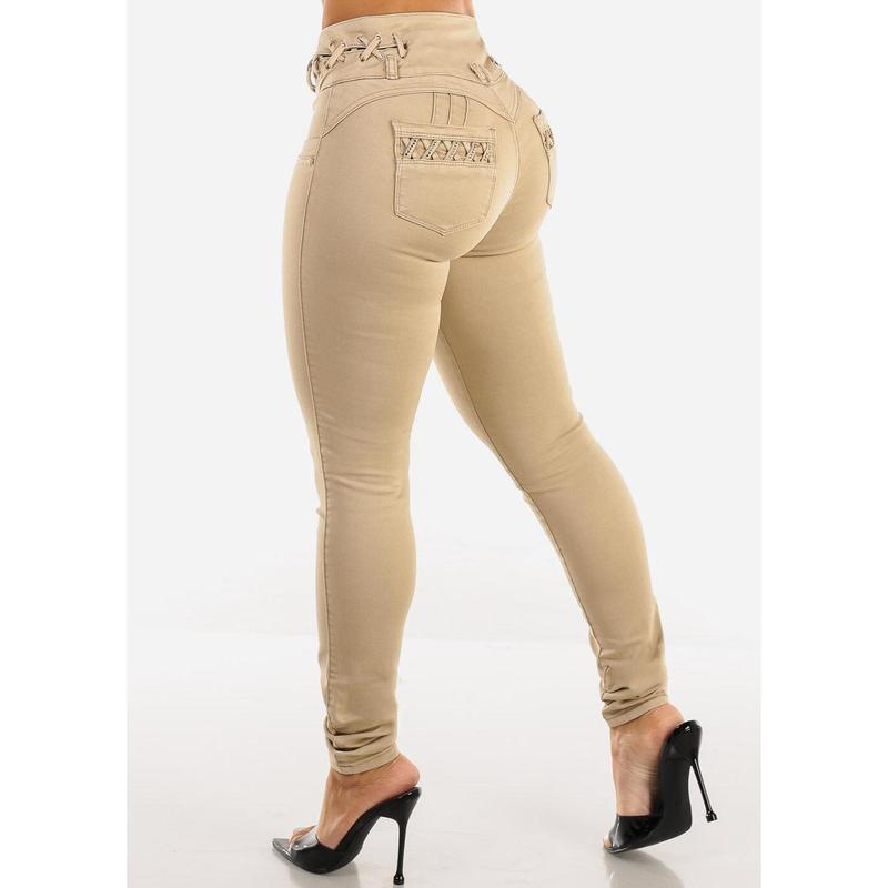 Butt Lift High Waist Khaki Skinny Jeans