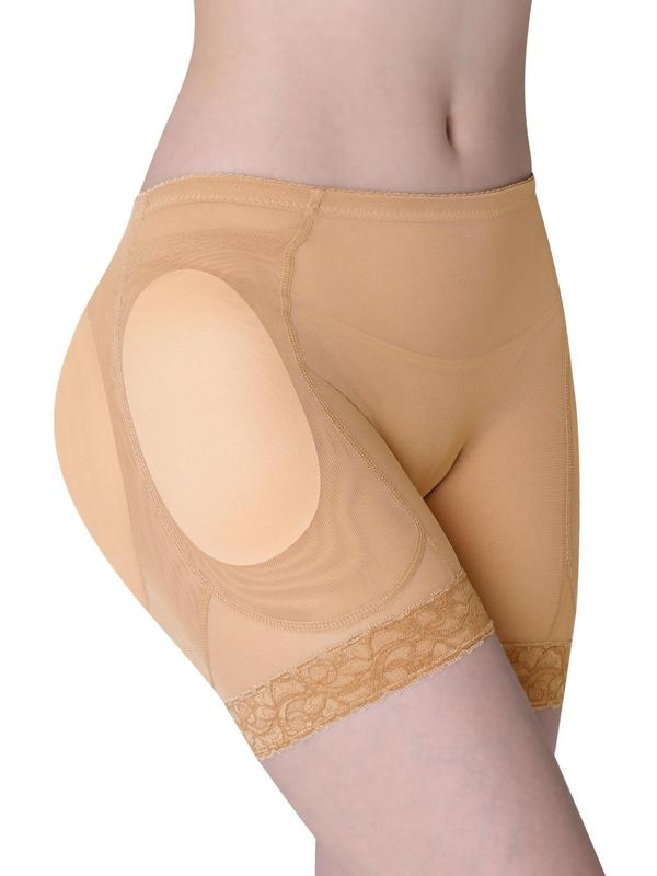 Women's Contrast Lace High Waist Shapewear Shorts, Breathable Comfortable Sheer Detachable Padded Panty, Tummy Control Butt Lifter, Seamless Shaper, Ladies Shapewear Bottoms