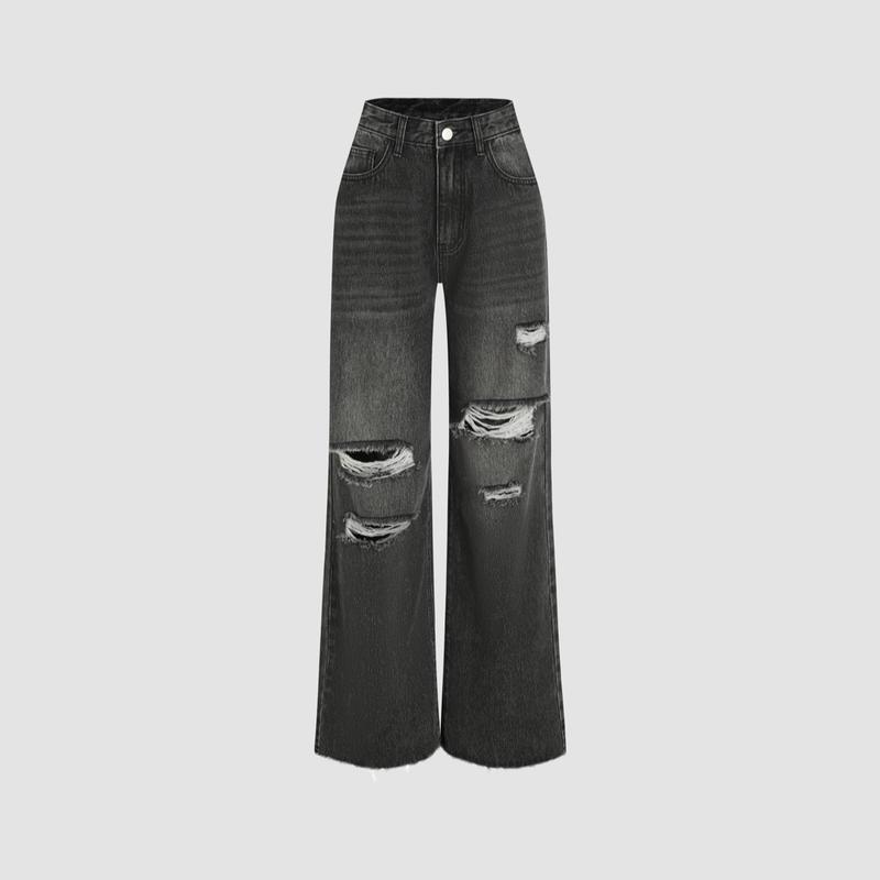 Cider [10 colors, Size 0-26] High Waist Ripped Straight Leg Jeans