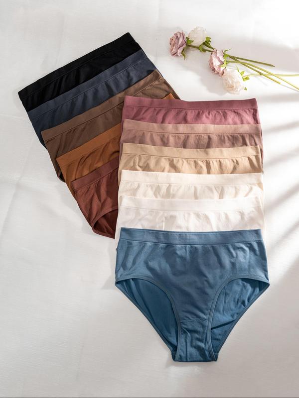  Solid Color Panty, Soft Comfy Breathable Knicker for Daily Wear, Underwear for Women, Women's Underwear for All Seasons