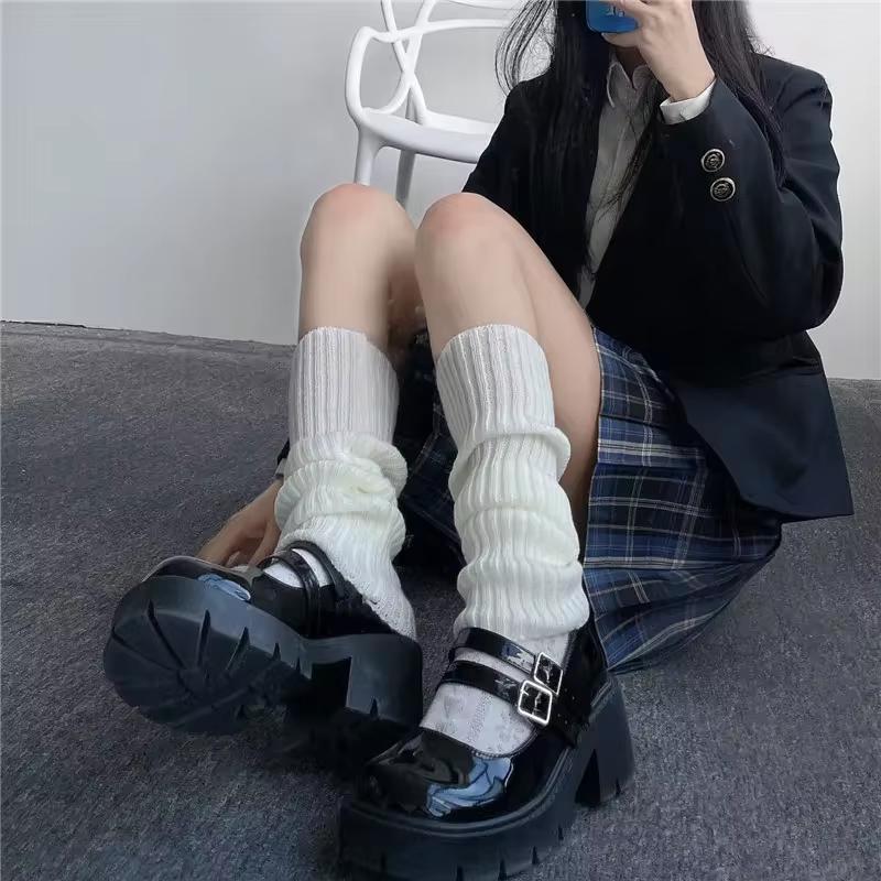 Lolita Long Socks Women Leg Warmers Knitted Warm Foot Cover White Arm Warmer Ladies Autumn Winter Crochet Socks Boot Cuffs Bentain