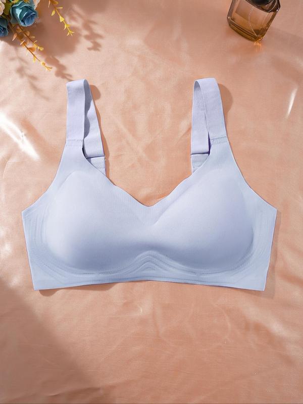 Women's Solid Color Wireless Push Up Bra, Adjustable Strap Lingerie Top, Soft Comfortable Breathable Lingerie for All Seasons