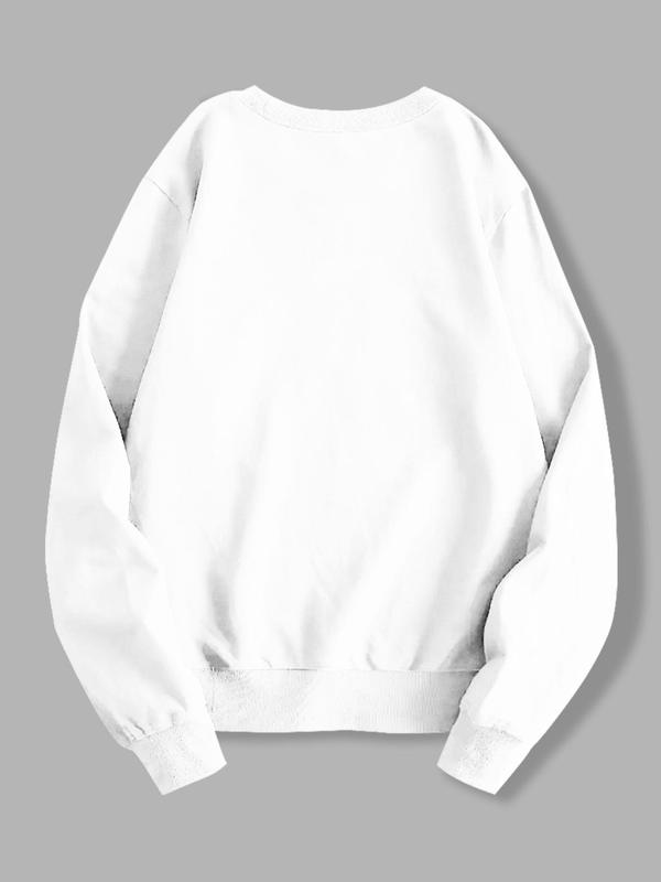 Women's Cartoon Highland Cow Print Drop Shoulder Sweatshirt, Casual Long Sleeve Round Neck Pullover for Fall & Winter, Sweatshirts for Women, Women's Clothes for Daily Wear