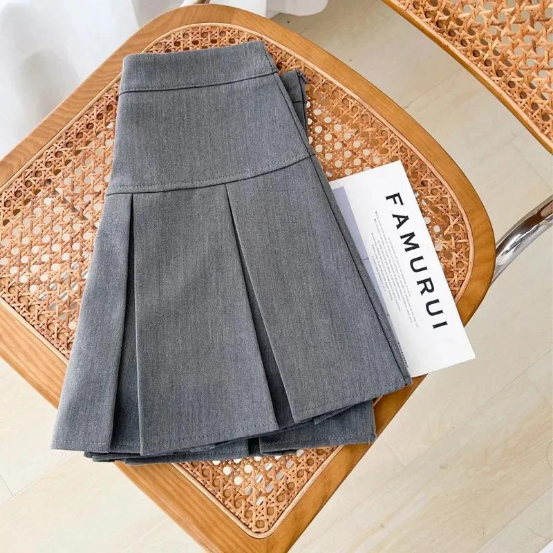 Pleated Skirt Women Gray Pretty Style Fashion Jk Harajuku Mini Skirt Sweet Uniform A-Line High Street Summer School Dress Womenswear Bottom