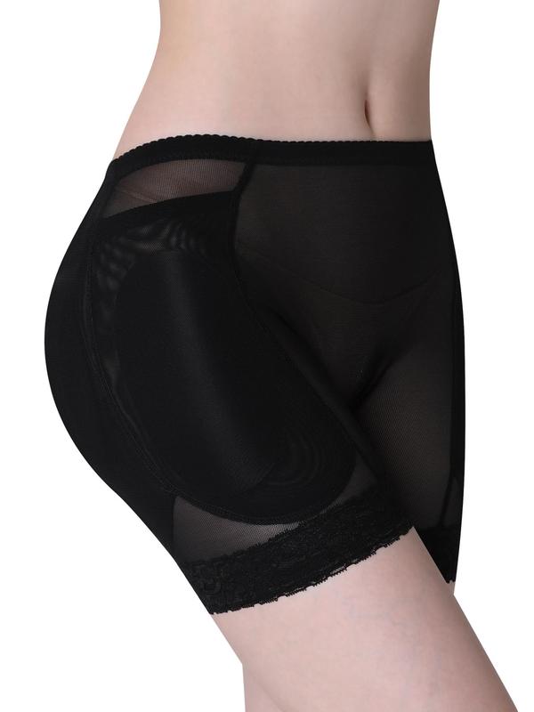 Women's Contrast Lace High Waist Shapewear Shorts, Breathable Comfortable Sheer Detachable Padded Panty, Tummy Control Butt Lifter, Seamless Shaper, Ladies Shapewear Bottoms