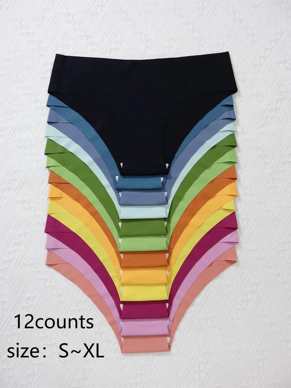 Women's Solid Color Seamless Panty, Casual Breathable Comfortable Knicker for Daily Wear, Women's Underwear for All Seasons