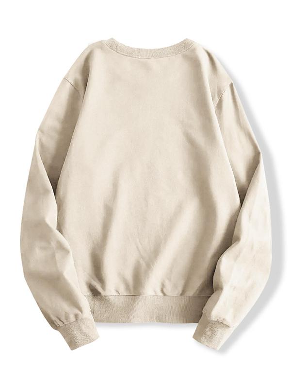 Women's Cartoon Highland Cow Print Drop Shoulder Sweatshirt, Casual Long Sleeve Round Neck Pullover for Fall & Winter, Sweatshirts for Women, Women's Clothes for Daily Wear