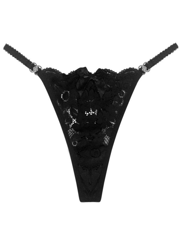 Women's 3pcs Plain Floral Lace Bow Decor O-ring Linked Thongs, Summer Wear 2024, Fashionable Casual Sexy Knicker for Daily Wear, Ladies Underwear for All Seasons