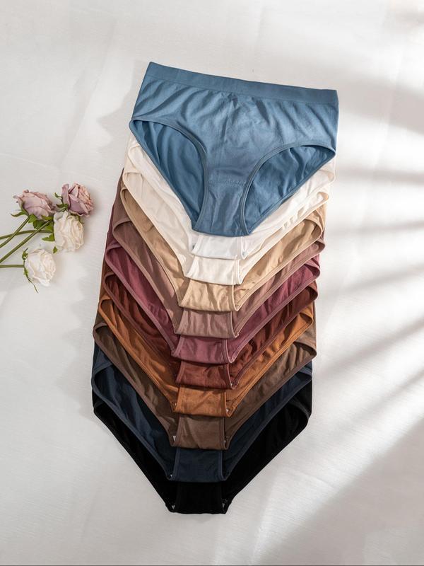  Solid Color Panty, Soft Comfy Breathable Knicker for Daily Wear, Underwear for Women, Women's Underwear for All Seasons