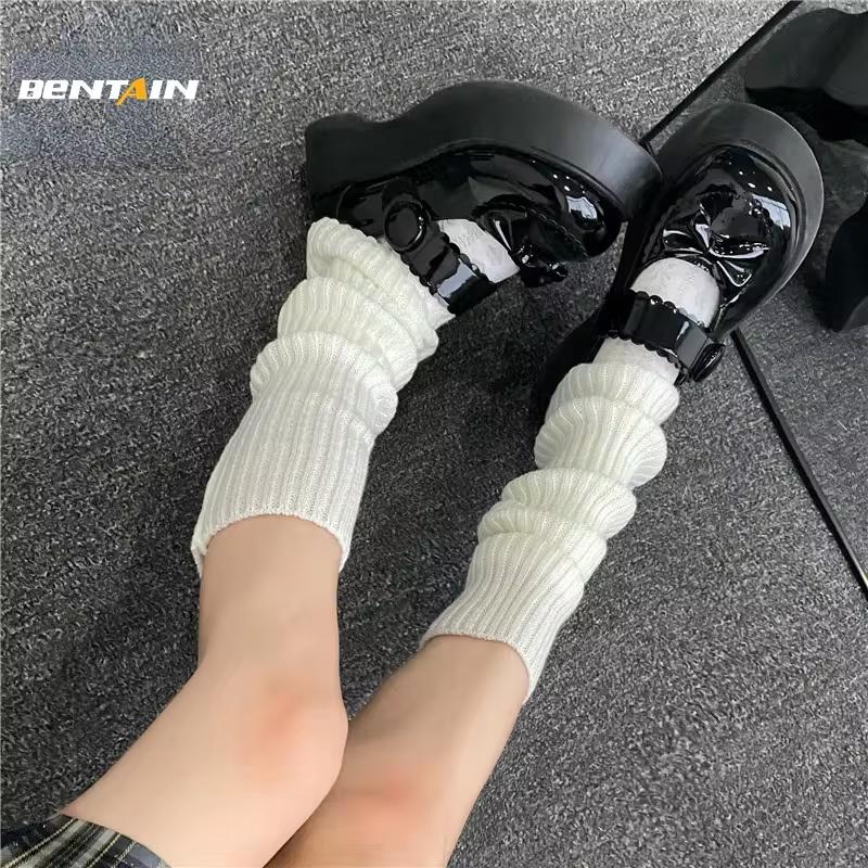 Lolita Long Socks Women Leg Warmers Knitted Warm Foot Cover White Arm Warmer Ladies Autumn Winter Crochet Socks Boot Cuffs Bentain