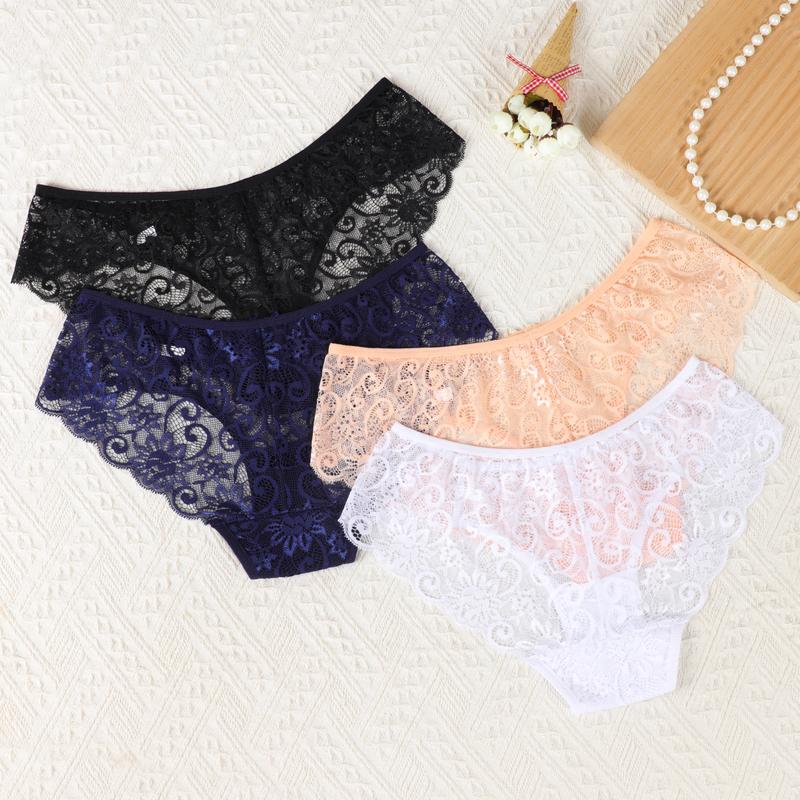 Women's  French Cut Lace Panties Cut Lace PantiesLady Lace Lingerie Basic Half Back Coverage Panties