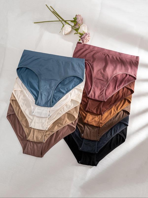  Solid Color Panty, Soft Comfy Breathable Knicker for Daily Wear, Underwear for Women, Women's Underwear for All Seasons