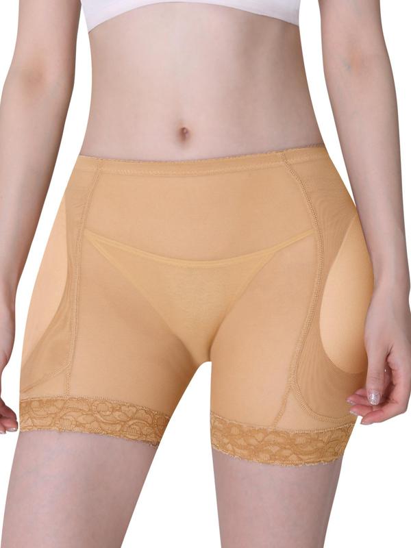 Women's Contrast Lace High Waist Shapewear Shorts, Breathable Comfortable Sheer Detachable Padded Panty, Tummy Control Butt Lifter, Seamless Shaper, Ladies Shapewear Bottoms
