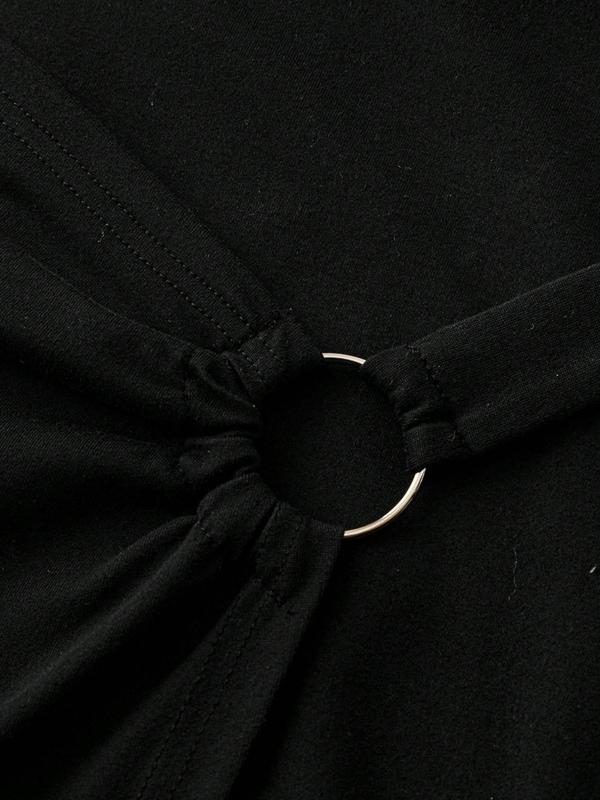  Solid O-ring Wrap Mermaid Skirt, Elegant High Waist Skirt for Party Holiday Wedding Guest, Women's Clothing for All Seasons