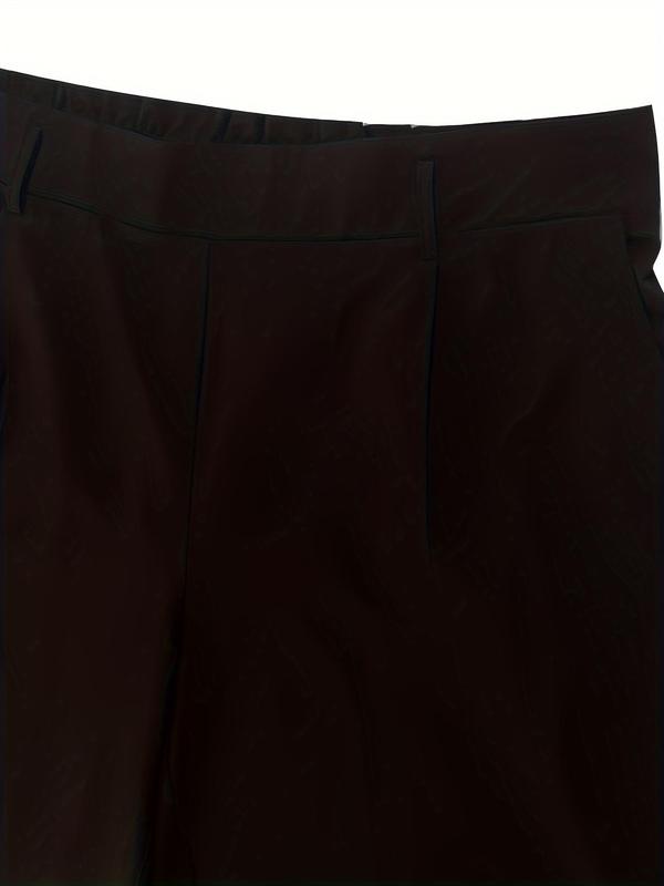  Solid Pocket Belted Pants, Elegant High Waist Trousers for Work Office Business, Pants for Women, Back To School Clothes, Women's Bottoms for All Seasons, Fall Outfits, Fallfreshness