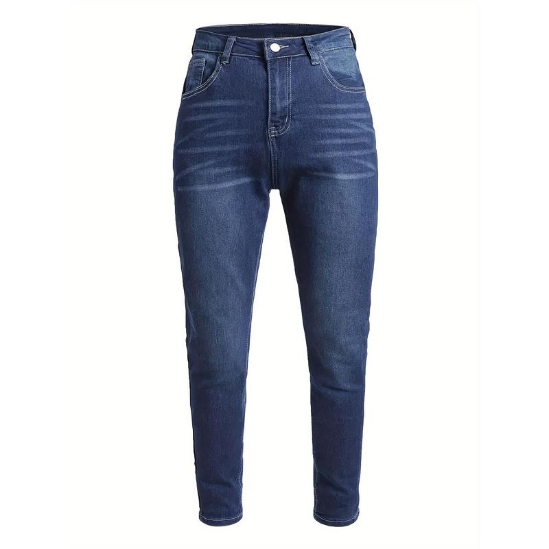 Plus Size Women's High-Waist Stretch Jeans - Tight-Fitting, Slim-Fit, Comfortable, Versatile, and Casual Fashion Style for Everyday Wear