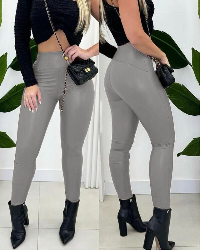 (Black Friday) Women's High Waist Faux Leather Leggings, Stylish, Slimming, and Comfortable