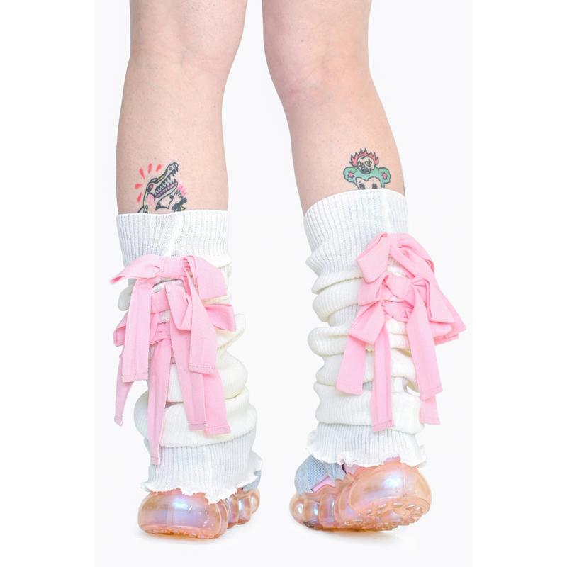 Sugar Ribbon Leg Warmers - White