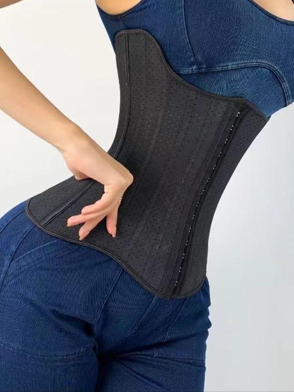 Sporty Women's Adjustable Hook & Eye Closure Waist Trainer, Solid Color Tummy Control Waist Cincher for Yoga Gym, Sports Waist Trainer Shaper, Sporty Waist Slimmer for Women