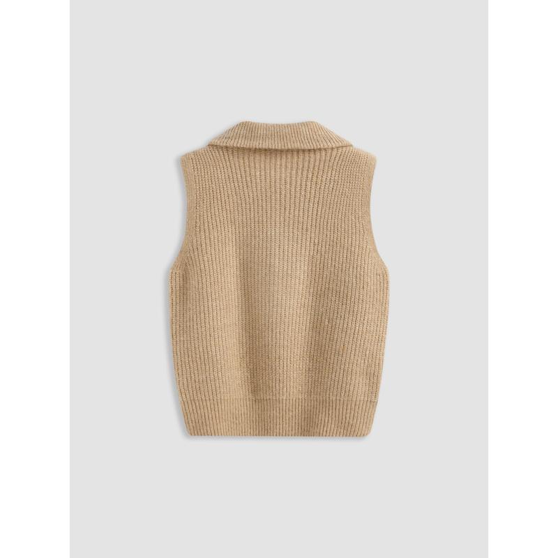 Solid Zip Up Knitted Vest
