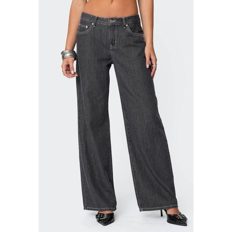 Pinstripe Low Rise Jeans
