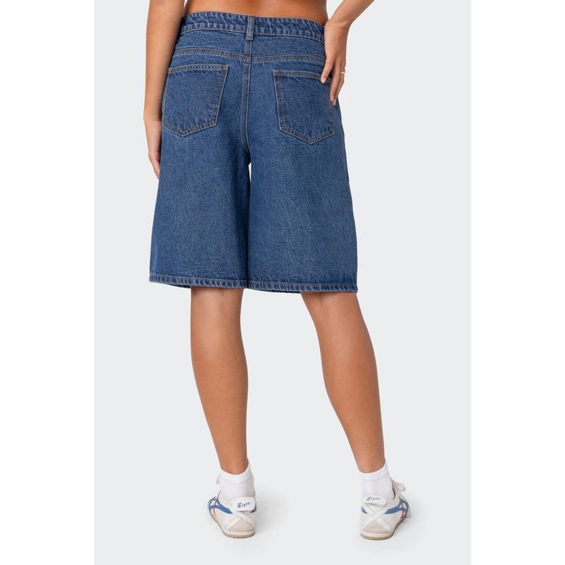 Jacqui Low Rise Denim Bermuda Shorts